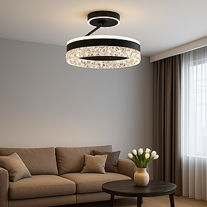 Led люстра до 18 м2 кругла чорний корпус 90W STELLA З ICE 2R BLACK/WHITE