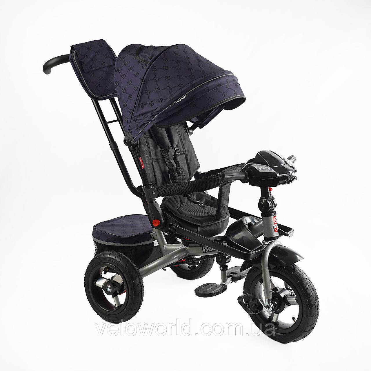 Велосипед триколісний BestTrike поворотне сидіння, складне кермо, фара музична з USB, Bluetooth, надувні колеса, пульт включення с