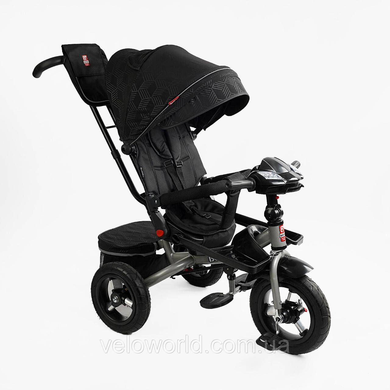 Велосипед триколісний BestTrike поворотне сидіння, складне кермо, фара музична з USB, Bluetooth, надувні колеса, пульт включення с