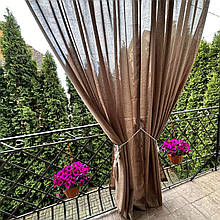 Комплект готових штор для спальні, дитячої, вітальні льон-мішковина Коричневий