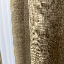 Комплект готових штор для спальні, дитячої, вітальні льон-мішковина Золотисто-коричневий, фото 2