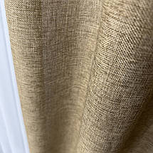Комплект готових штор для спальні, дитячої, вітальні льон-мішковина Золотисто-коричневий, фото 4