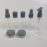 Набір ємностей для подорожей із дозатором у сумці 9в1, набір дорожніх баночок для косметики DT-771, фото 5