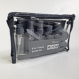 Набір ємностей для подорожей із дозатором у сумці 9в1, набір дорожніх баночок для косметики DT-771, фото 10