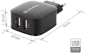 Зарядий пристрій ColorWay (2USB, 2.1A) Black, фото 3