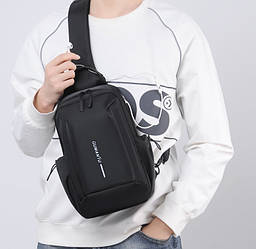 Рюкзак однолямковий нагрудний, крос-боді, регулювання ременя на будь-який бік Чорний