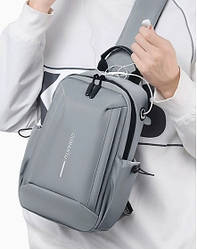 Рюкзак однолямковий нагрудний, крос-боді, регулювання ременя на будь-який бік Чорний Сірий