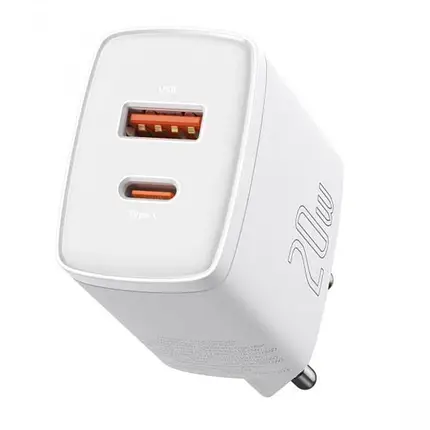 Зарядка USB Baseus Compact Quick Charger 20W White, фото 1