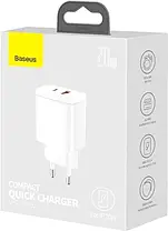 Зарядка USB Baseus Compact Quick Charger 20W White, фото 4