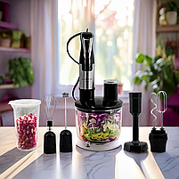 Блендер Liberton LHB-0312, 1200 Вт, турборежим, насадок 12 шт, колір чорний+нерж, фото 3