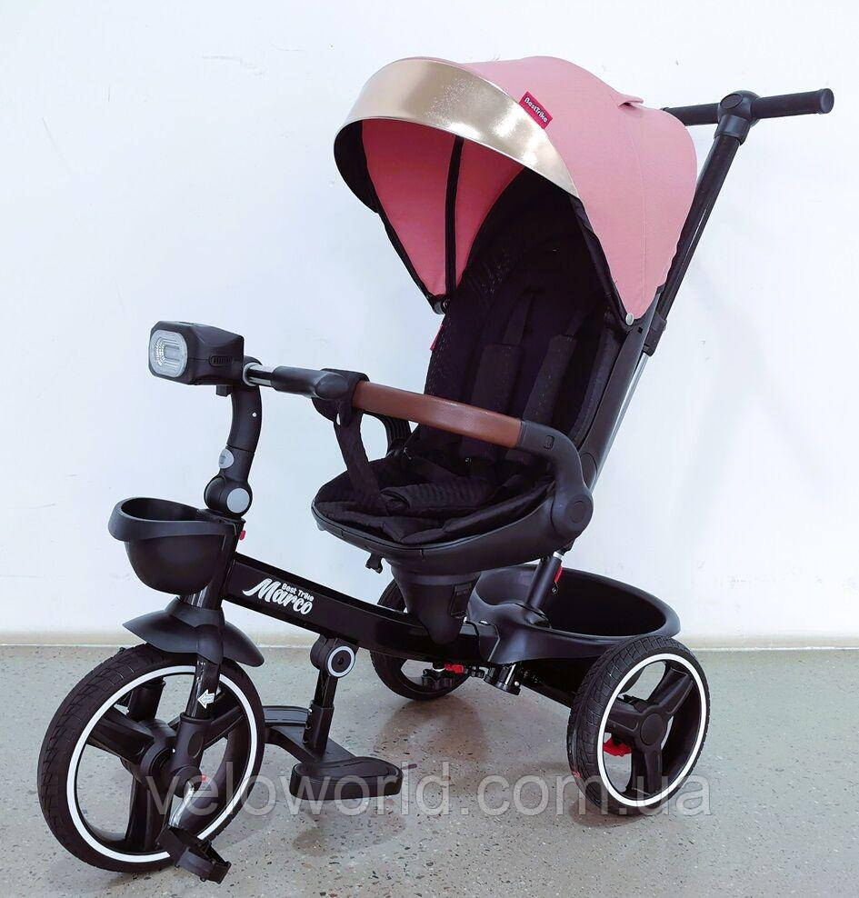 Велосипед триколісний BestTrike "Marco" поворотне сидіння, складне кермо, колеса з прогумованим PU, кошик, телескопічна ручка, фар