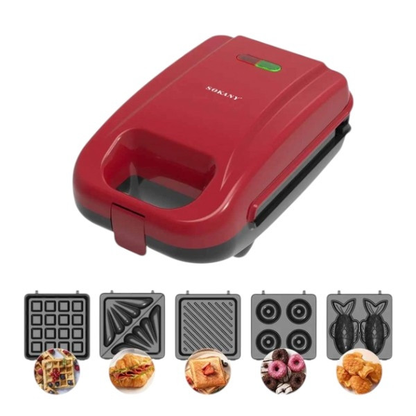 Мультимейкер 5в1 з антипригарним покриттям 650 Вт Sokany SK-08048 Червоний, фото 1