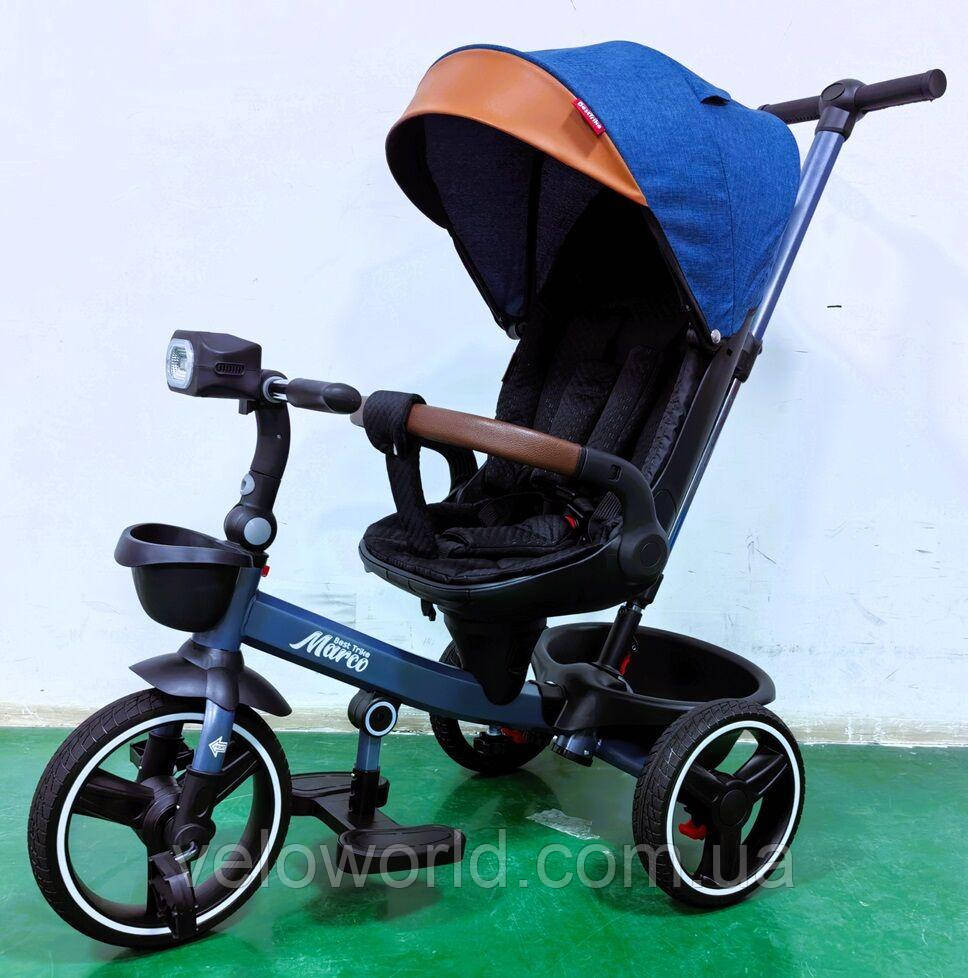 Велосипед триколісний BestTrike "Marco" поворотне сидіння, складне кермо, колеса з прогумованим PU, кошик, телескопічна ручка, фар