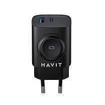 Зарядний пристрій HAVIT HV-UC132 22W USB-A+USB-C+Watch Charger Black, фото 3