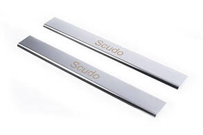 Хром накладки на пороги Fiat Scudo 2006-2016 (комплект.: 3 шт., на пластик, Carmos)