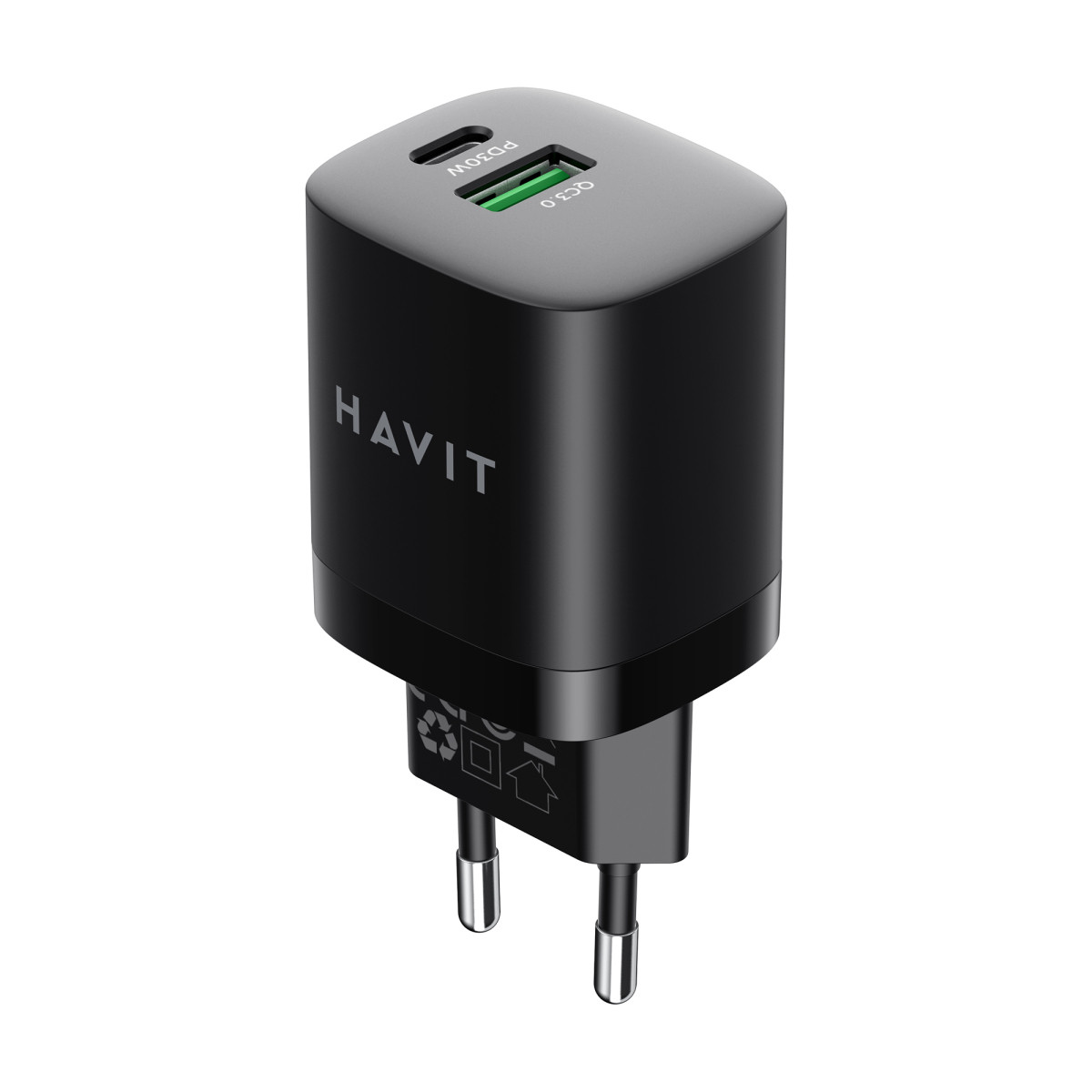 Зарядка USB Havit HV-UC30 PD30W+QC3.0 GaN Black