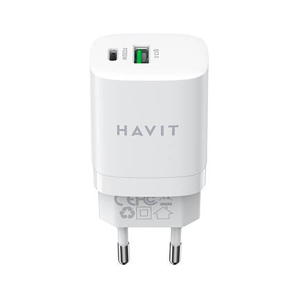 Зарядка USB Havit HV-UC30 PD30W+QC3.0 GaN White, фото 1