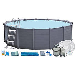 Басейн каркасний INTEX 26384 Graphite Panel Pool повна комплектація 478 x 124 см