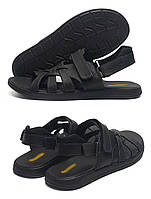 Чоловічі літні шкіряні сандалі 082 Black. Чоловічі шкіряні шльопанці, босоніжки чорні. Чоловіче взуття