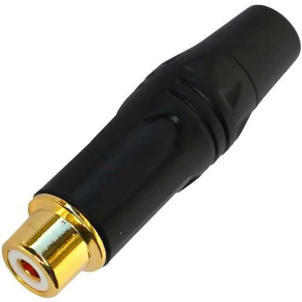 Гніздо RCA чорний метал. корпус, gold, чорне