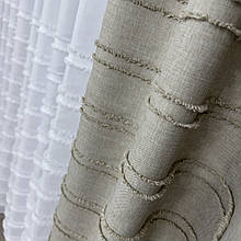 Штора льон букле полоска Беж