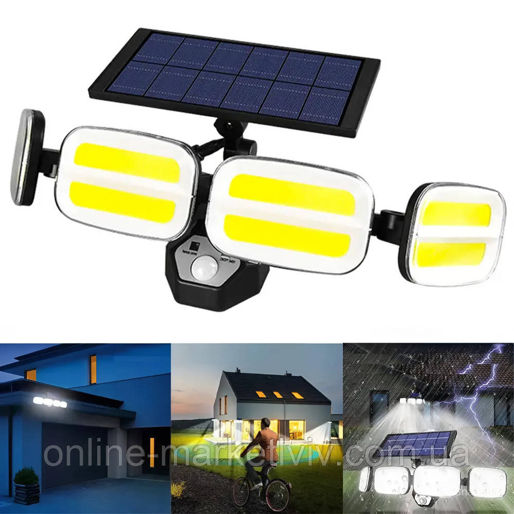 Вуличний світильник на сонячній батареї + пульт ДК, BL KXK 601 Solar 240 COB / Світлодіодний LED ліхтар, фото 1