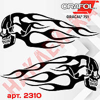 Набір вінілових наклейок на мотоцикл — Череп із полум'ям на бак