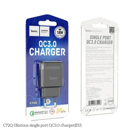 Зарядка USB HOCO C72Q QC 3.0 Black, фото 3