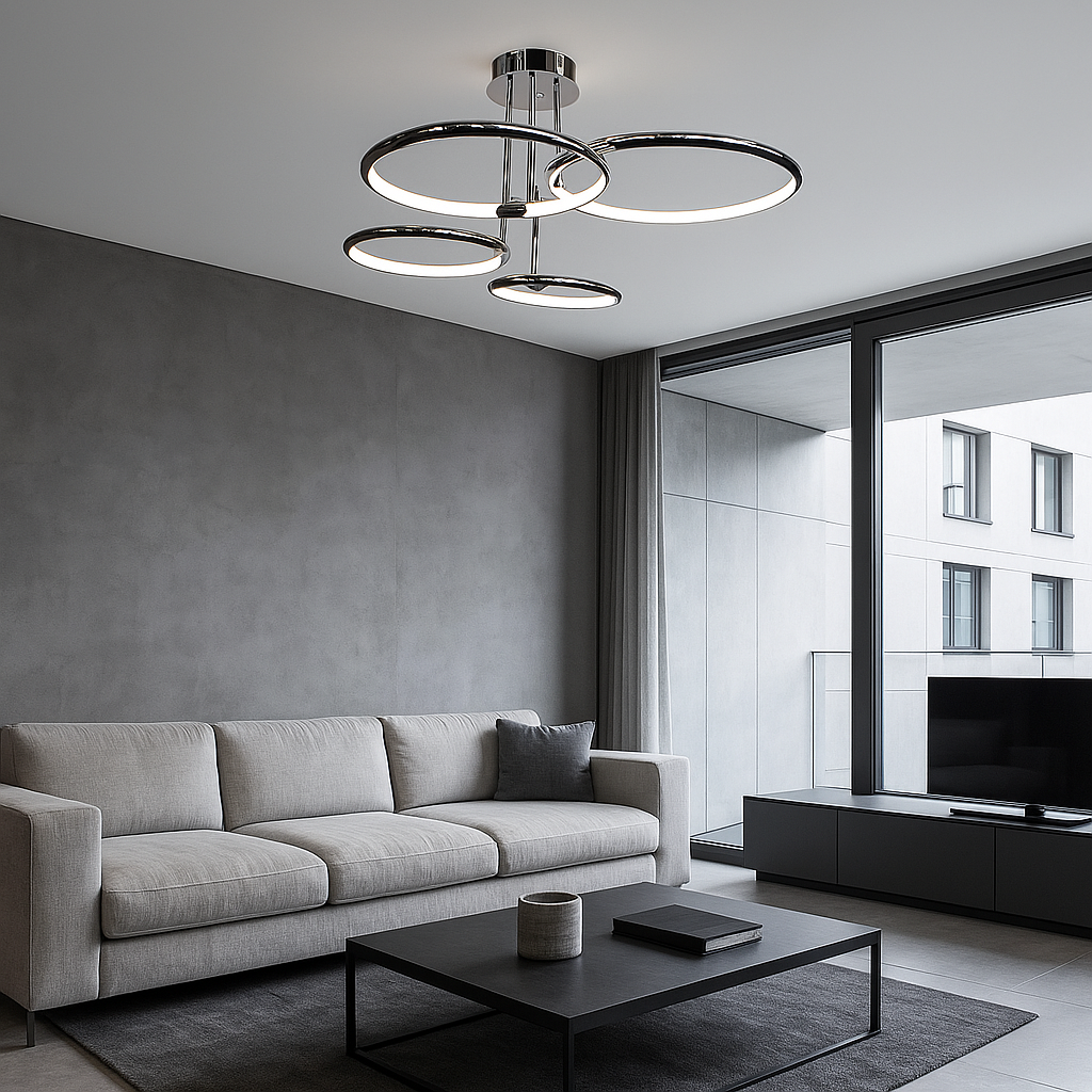 Cвітлодіодна Led-люстра на 4 кільця у білому корпусі, BO5100/4CH, до 18 м²