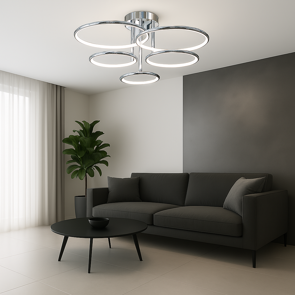 Хромована світлодіодна Led-люстра на 5 кілець, BO5100/5CH, до 18 м²