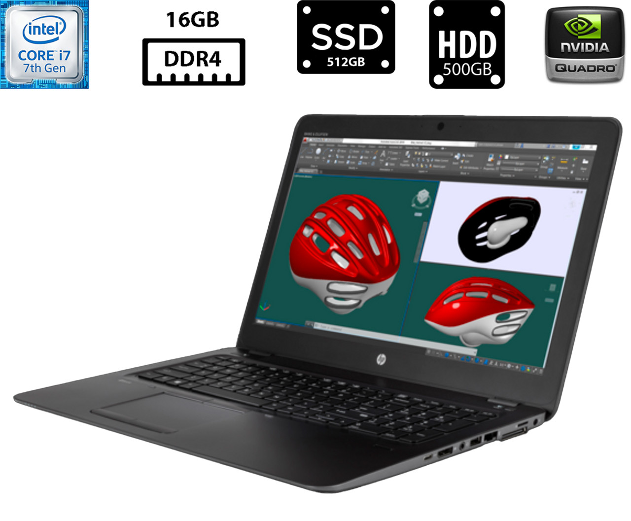 Ноутбук HP ZBook 15 G4/15.6” TN 1920x1080/Core i7-7820HQ 2.90GHz/16GB/SSD 512GB M.2+HDD 500GB/NVIDIA Quadro M1200 4GB Камера Б/В
