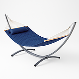Стійка для гамака WCG + Двомісний Гамак з планкою SOFT синій XXL 200×140. Садовий гамак, фото 2