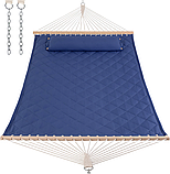 Стійка для гамака WCG + Двомісний Гамак з планкою SOFT синій XXL 200×140. Садовий гамак, фото 8