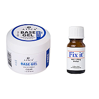 Набір майстра манікюру безкислотний праймер Fix IT та прозора файбер база Atica 30 мл