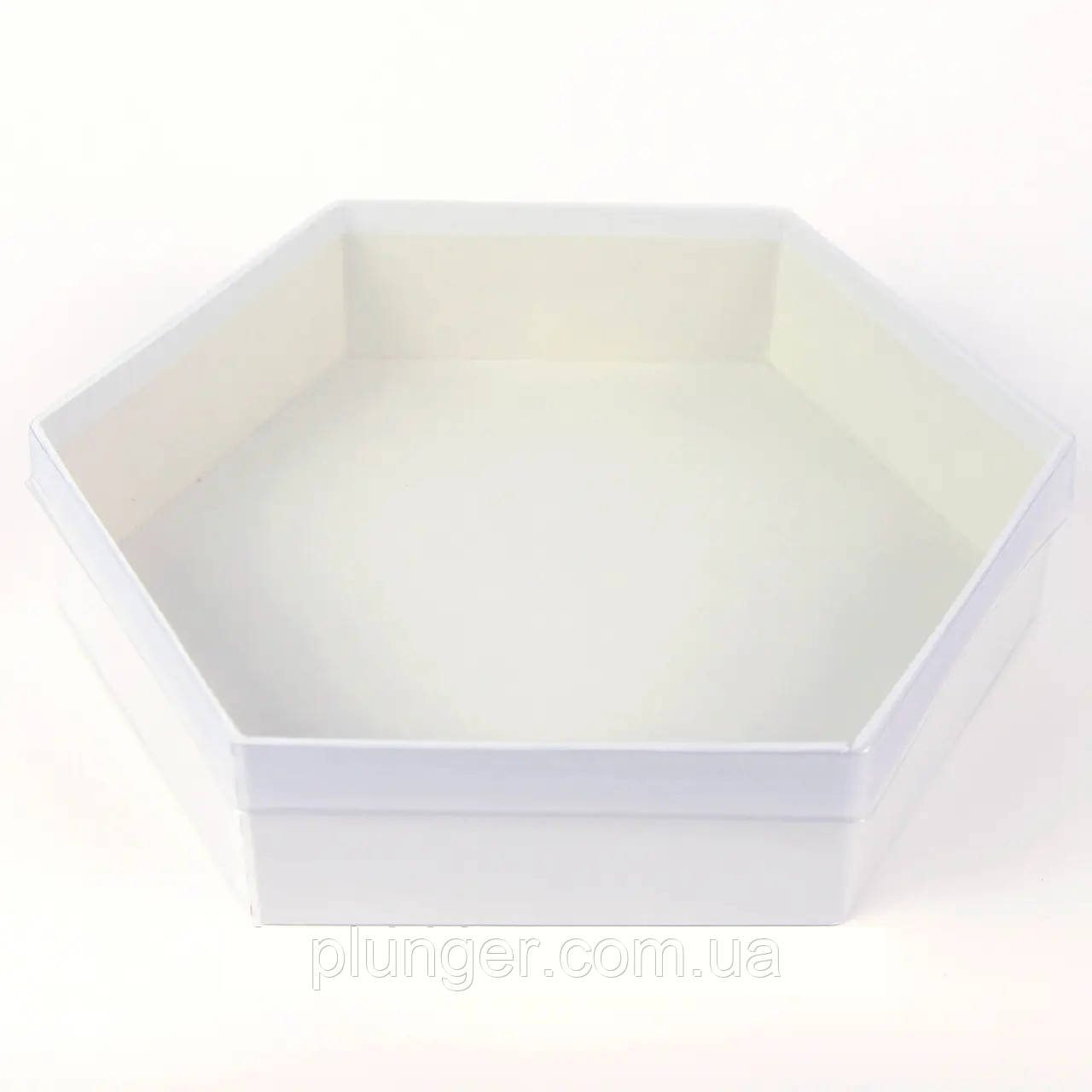 Коробка шестигранна 23*20*6 см з прозорою кришкою Біла