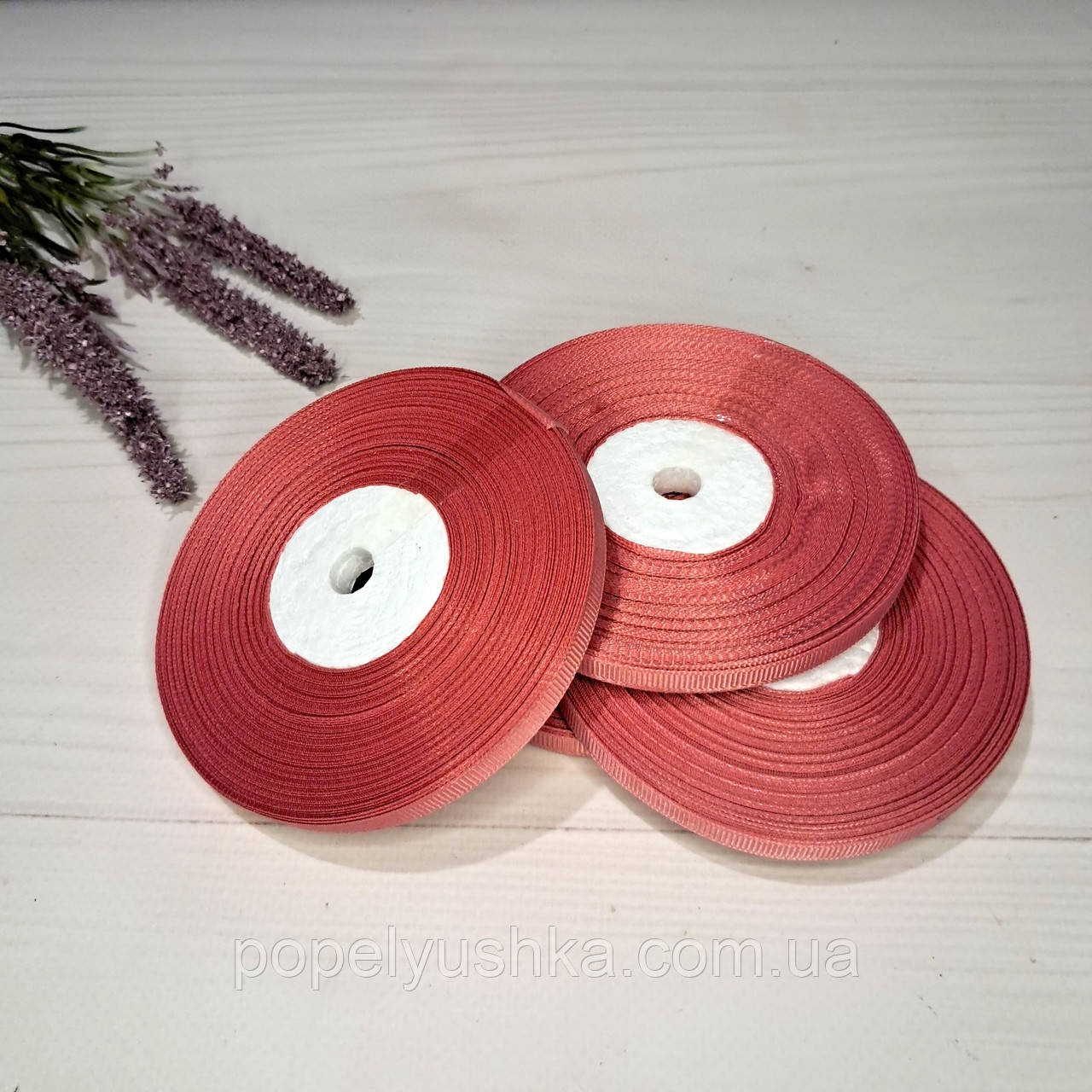 Стрічка репсова 0,6 см бежево-рожева пудра, фото 1