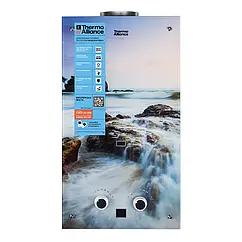 Колонка газова димохідна JSD20-10GA 10 л Thermo Alliance  панель зі скла з малюнком море