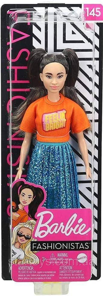 Барбі Фешіонстас #145 Брюнетка з хвостами помаранчевий топ Barbie Fashionistas Doll GHW59