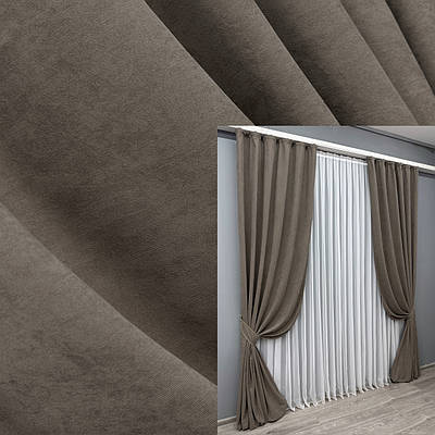 Комплект штор (2шт. 1,5х2,95м.) мікровелюр, колекція "Petek YL" Колір какао. Код 1707ш 33-0606