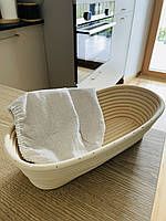 Форма кошик для розстійки хліба 0,65 кг (28х15х8) з ротангу овальна, з чохлом з льону