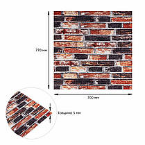 Декоративна 3D панель 700х770х5мм Сіро-синя Катеринославська цегла (048) SW-00000027, фото 3