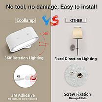 Світлодіодний настінний світильник Coollamp UP&Down, настінний світильник із живленням від батарейок, 3 колірні ре, фото 6