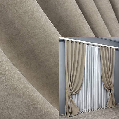 Комплект штор (2шт. 1х2,9м.) мікровелюр, колекція "Petek YL". Колір тауп. Код 1708ш 31-819