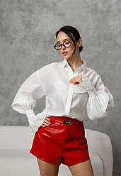 Ефектні жіночі шкіряні шорти довжина міні Bdi494