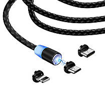 Кабель ColorWay Magnetic USB-Lightning/MicroUSB/USB Type-C, 2.4А, 1м, Black, фото 5