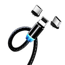 Кабель ColorWay Magnetic USB-Lightning/MicroUSB/USB Type-C, 2.4А, 1м, Black, фото 6