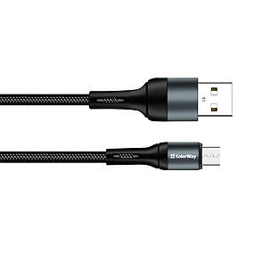 Кабель ColorWay USB - micro USB (M/M), Nylon, 2.4 А, 1 м, Black, фото 3