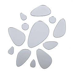 Дзеркальний декор акриловий самоклеючий Камінці срібло, 12шт (D) SW-00002496