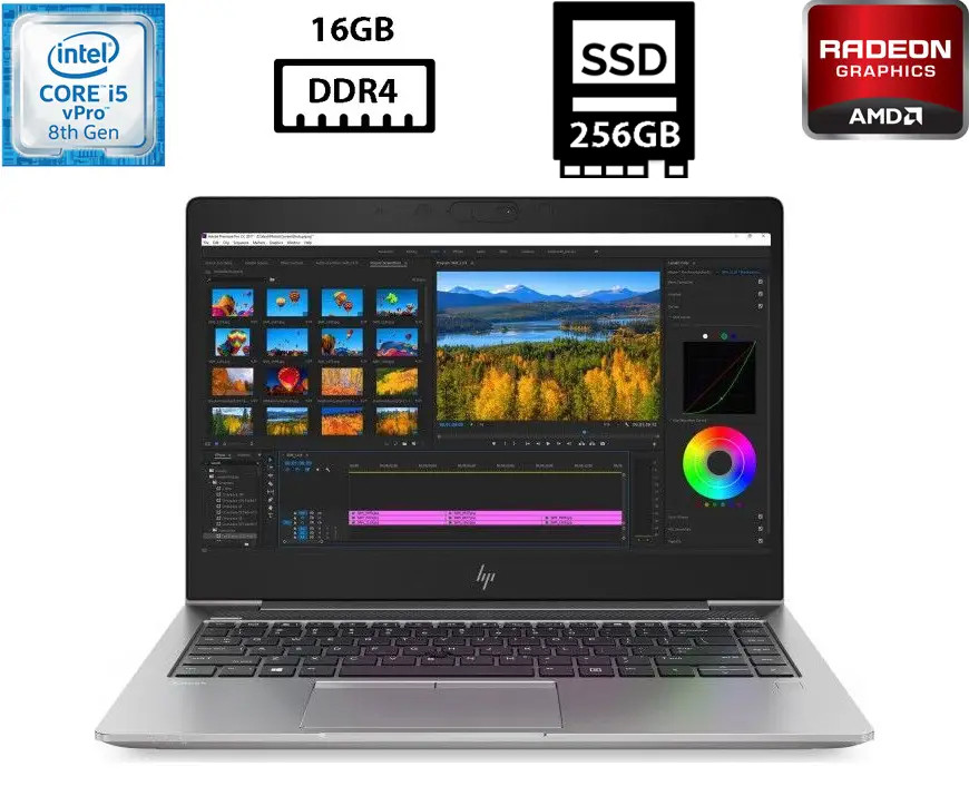 Ноутбук HP ZBook 14u G5/14” IPS 1920x1080/Core i5-8250U 1.60GHz/16GB DDR4/SSD 256GB/AMD Radeon Pro WX 3100 2GB Камера Б/В