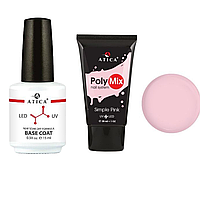 Набір майстра манікюру базовий гель прозорий (основа) Atica 15 мл та полігель Polymix Pink Atica 30 мл